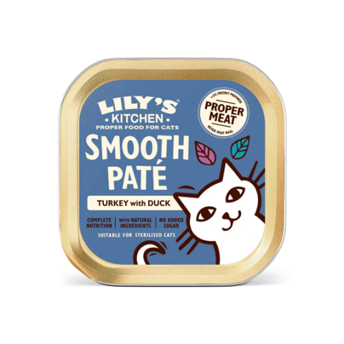 (激賞優惠: 正價$20) (新包裝 新配方) Lily's Kitchen Wet Food [Smooth Pate Turkey with Duck] 無穀物主食餐盒 成貓 火雞鴨肉 85g 藍 {原裝行貨} (EXP: 2月/2028)